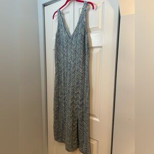 Madden NYC Blue Gray Chevron Maxi Dress Women’s XL Sleeveless